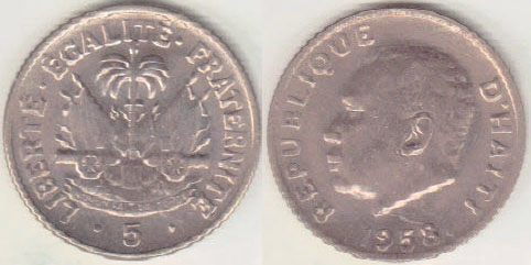 1958 Haiti 5 Centimes (Unc) A008271